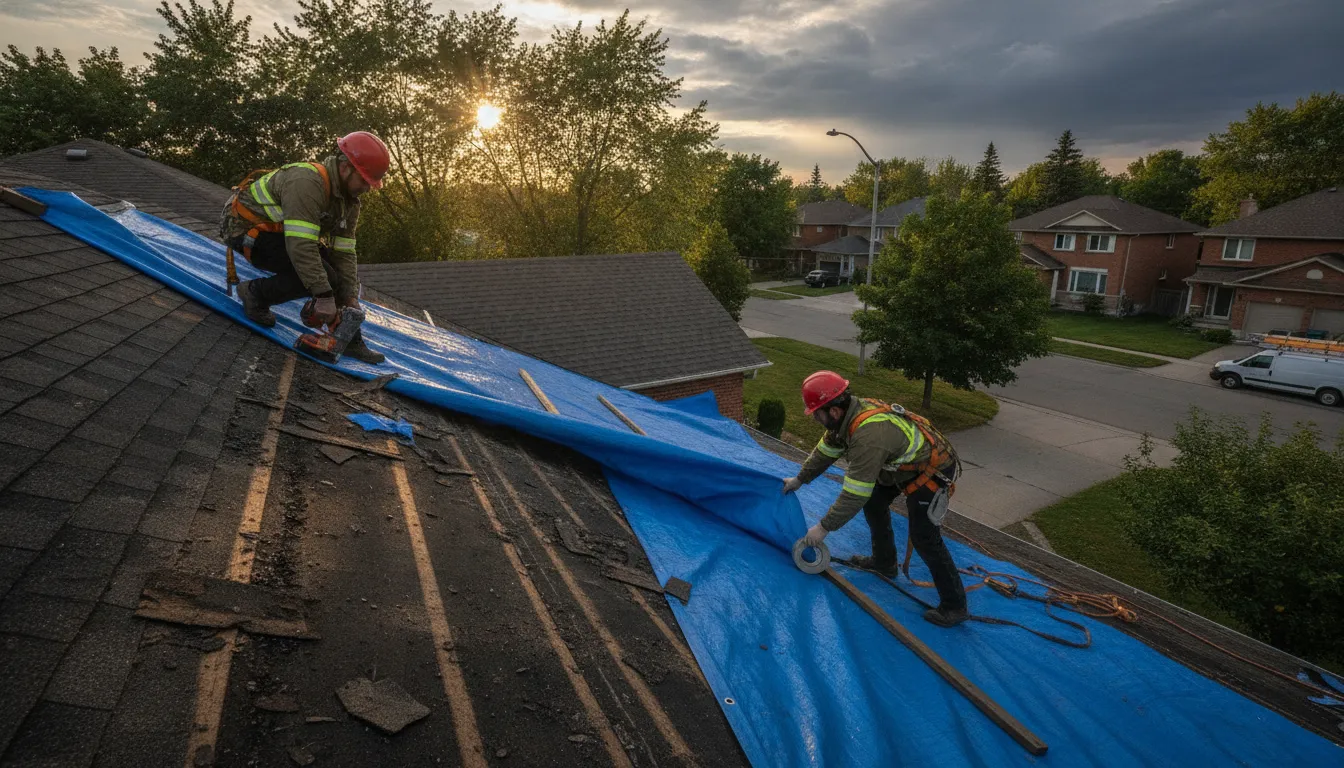 Emergency storm repair for a Clarington roof